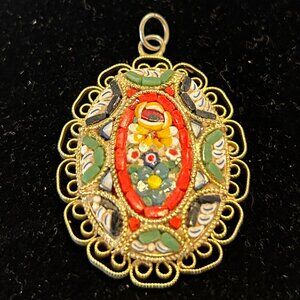 Micro-Mosaic Floral Pendant